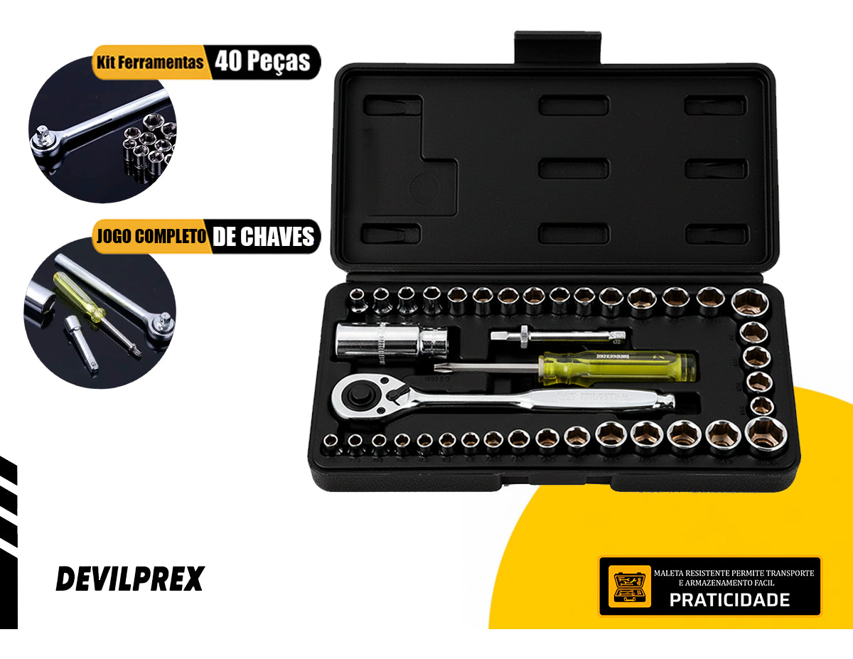 Jogo De Ferramentas 169 Peças Com Maleta E Furadeira Parafusadeira Sem Fio A Bateria 12v Devilprex