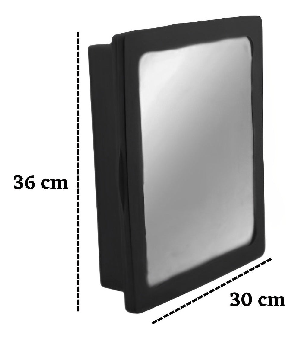 Armário Banheiro Preto Com Espelho Plástico Reforçado Leve