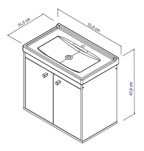 Riverzza Bergamo Negro Blanco Un agujero 47 cm 51 cm 31.5 cm