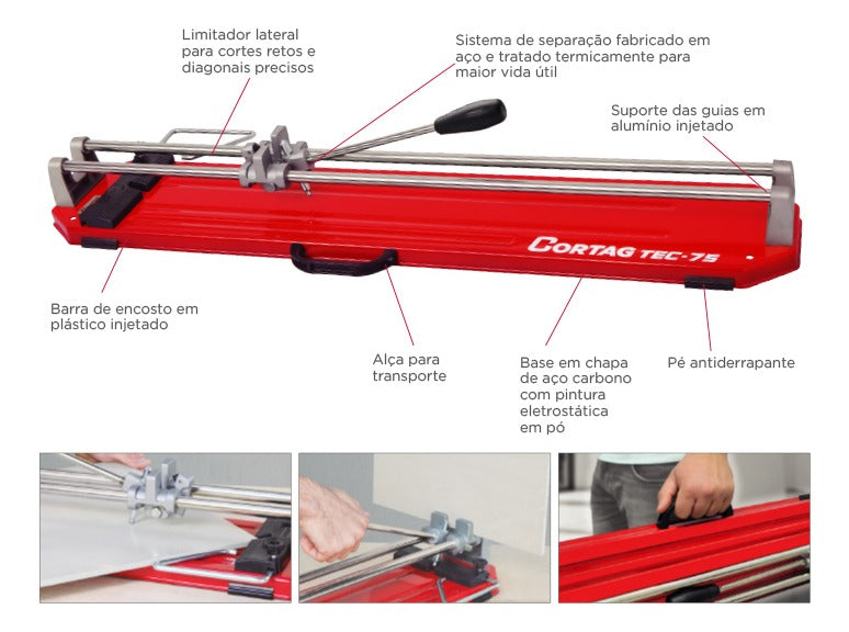 Cortador De Piso Azulejo Porcelanato 75cm Tec75 Cortag