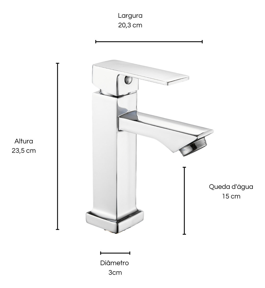 Torneira Bancada De Banheiro Luxo Inox Cromada Bica Baixa Cor Prateado