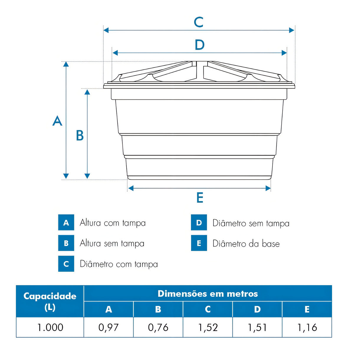 Caixa D'água Fortlev 1000l Azul Vertical