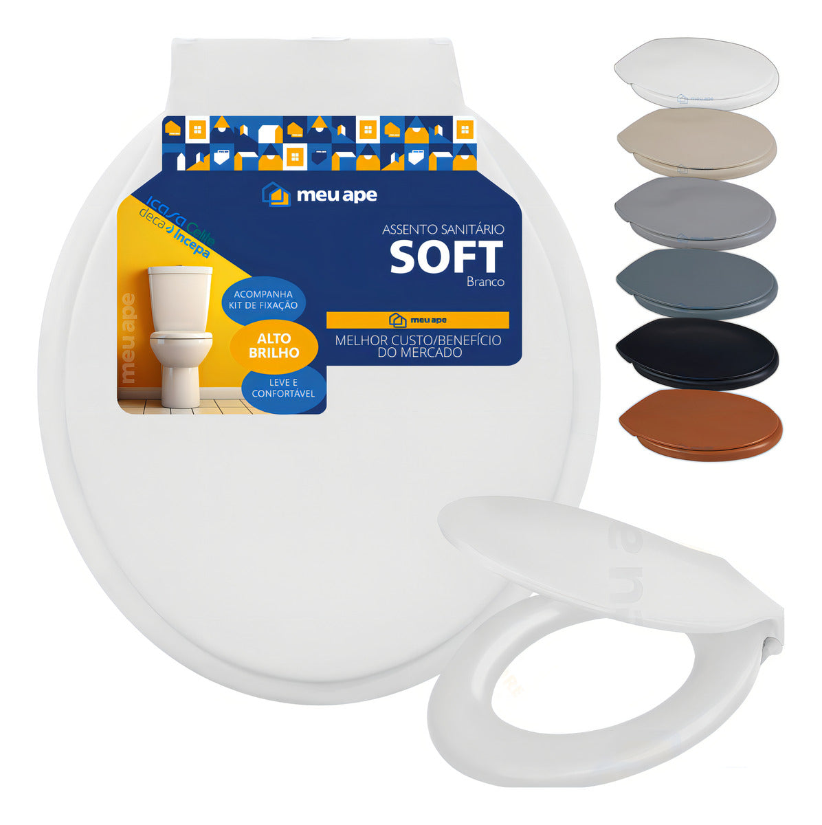 Assento Sanitário Tampa Vaso Celite Deca Icasa Incepa Logasa Soprado Oval Universal Branco