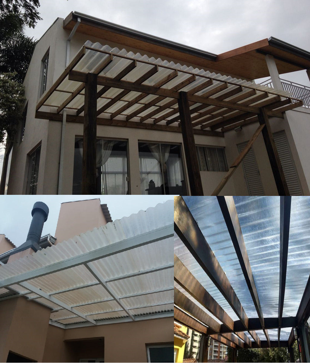 Telha Em Fibra De Vidro Incolor 2,44 X 1,10m Llev Lar Telha Ondulada