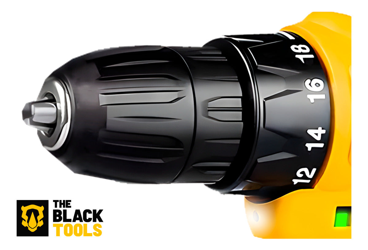 Parafusadeira Furadeira Sem Fio Bateria 12v P/ Madeira Metal Tb-12e The Black Tools Com Jogo De Soquetes 40 Peças