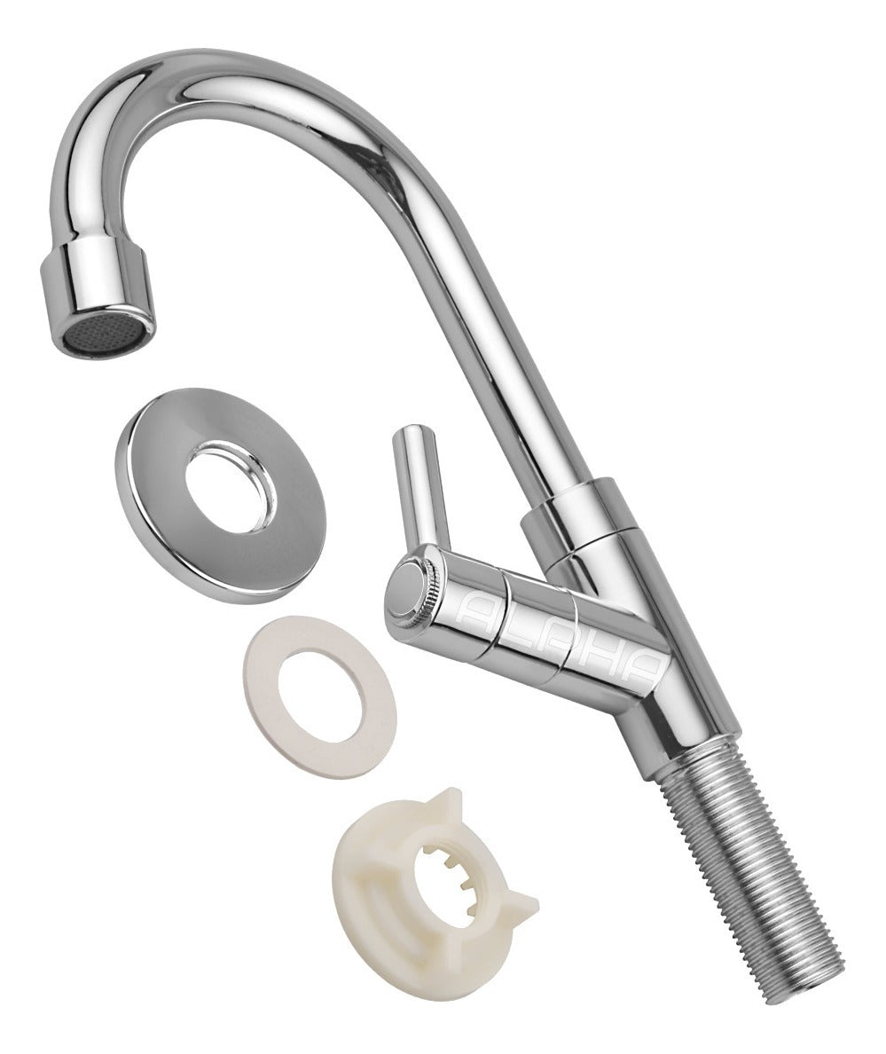 Torneira Lavatório Banheiro Bica Móvel Abs ¼ V. C-72 (1095) Acabamento Cromo brilhante Cor Prateado