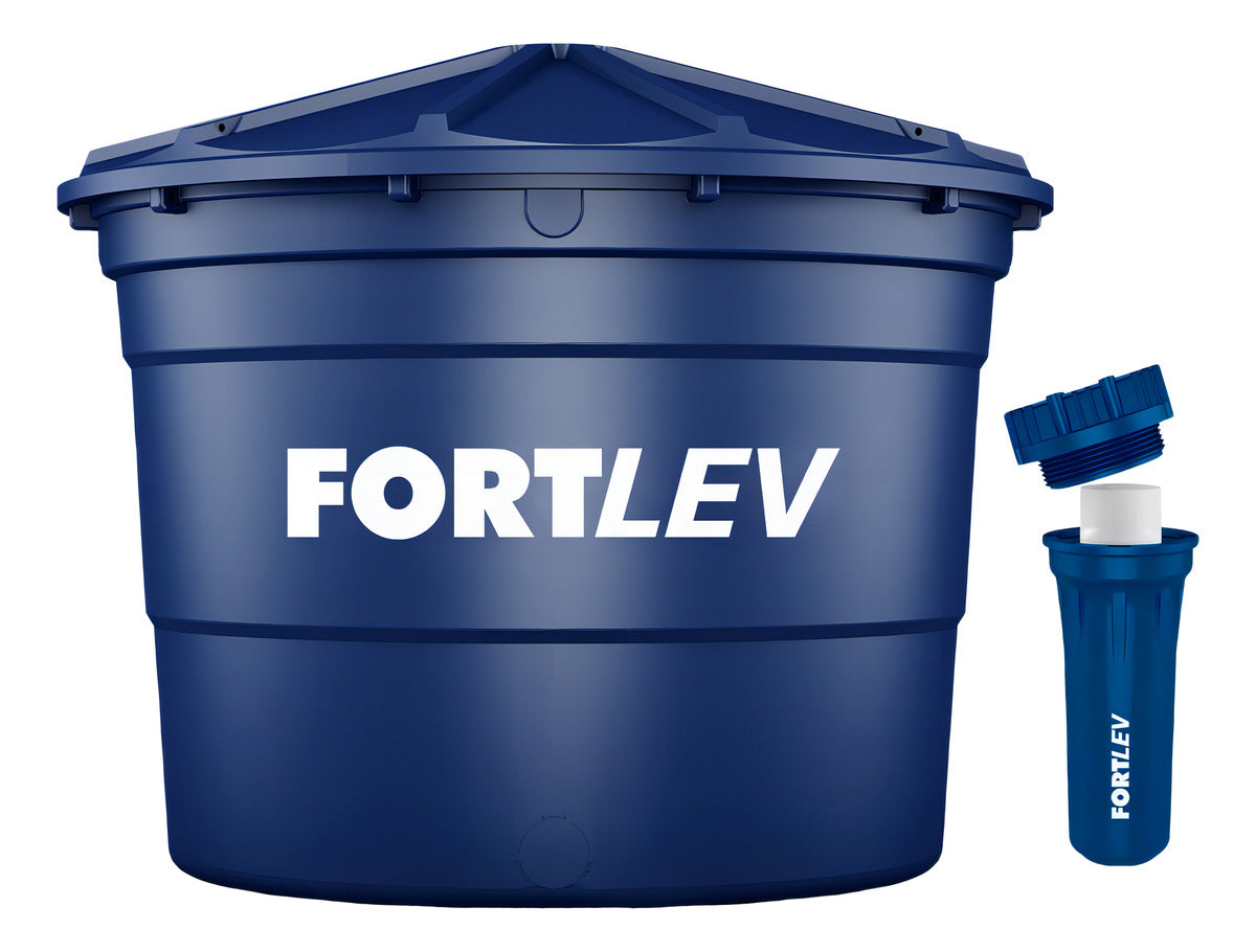 Caixa D'água 5.000l Com Filtro Cavalete Fortlev Cor Azul