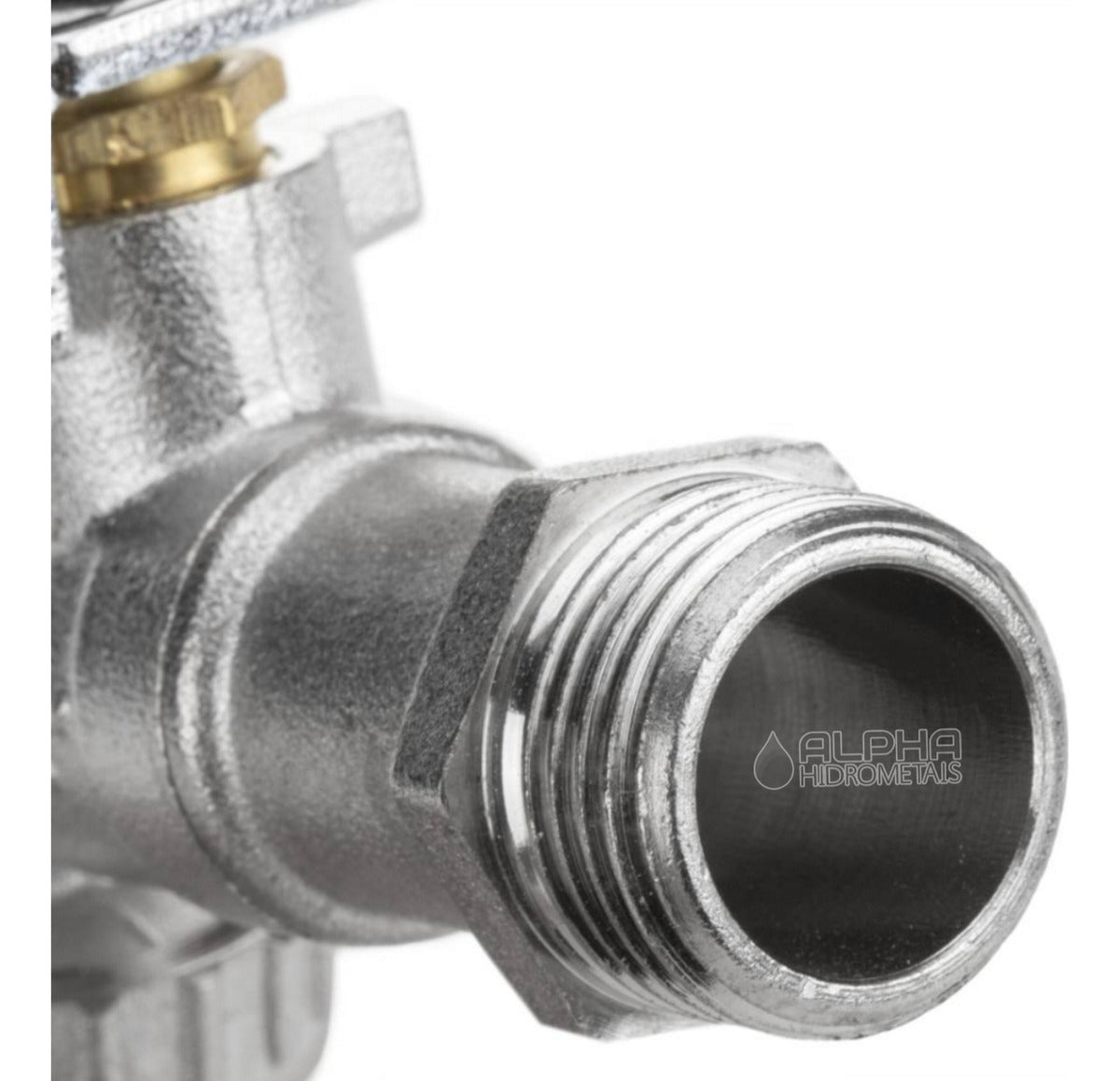 Torneira Esfera Jardim C/ Bico Uso Geral 1/2 X 3/4 Metal Acabamento Polido brilhante Cor Prateado Marca Alpha Hidrometais