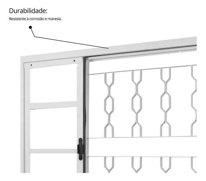 Janela De Aço De Correr 100x120cm 4 Folhas Com Grade Minas