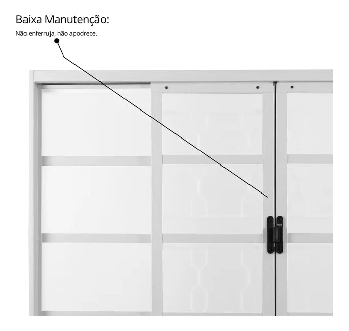 Janela De Aço De Correr 100x120cm 4 Folhas Com Grade Minas