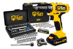 Parafusadeira Furadeira Sem Fio Bateria 12v P/ Madeira Metal Tb-12e The Black Tools Com Jogo De Soquetes 40 Peças