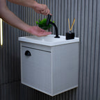 Gabinete banheiro armario Riverzza 40cm kit suspenso mdf cuba cremona cor do móvel cinza