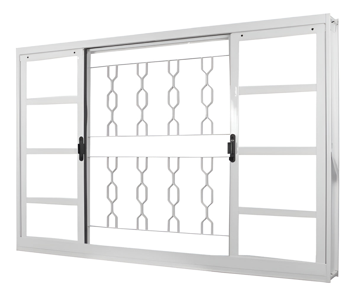 Janela De Aço De Correr 100x120cm 4 Folhas Com Grade Minas