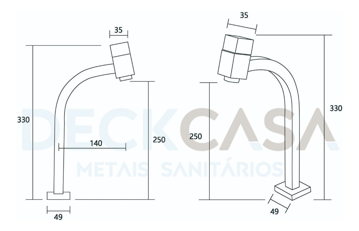 Torneira Banheiro Lavatorio Quadra Luxo Alta Dc-6605a Acabamento Cromado Cor Cinza