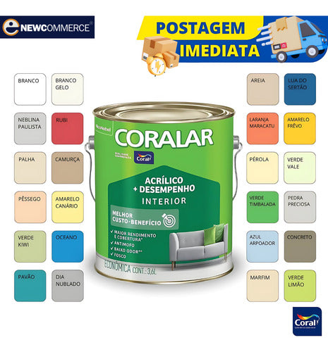 Tinta Coralar Anti Mofo Acrílica 3,6l Escolha Sua Cor