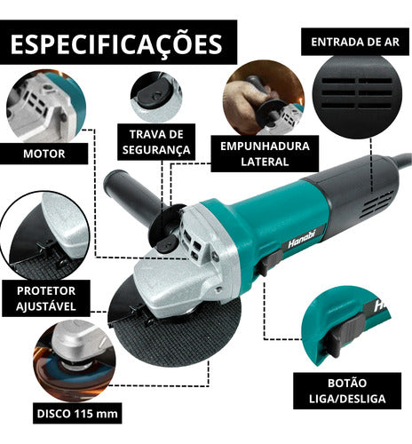 Kit 1 Furadeira Impacto 500w 1 Esmerilhadeira Lixadeira 880w
