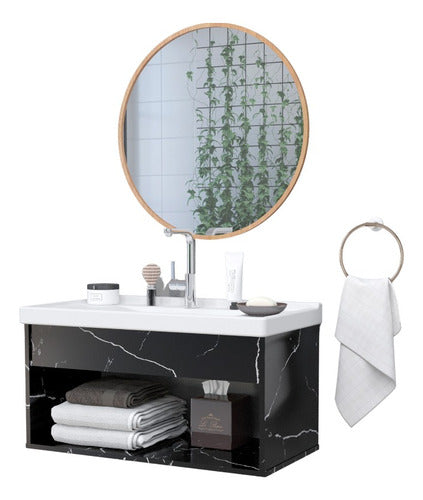 Gabinete Banheiro Em Mdf Com Pia Cuba - Zoff Riverzza