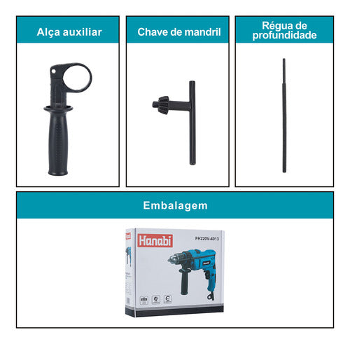 Kit 1 Furadeira Impacto 500w 1 Esmerilhadeira Lixadeira 880w