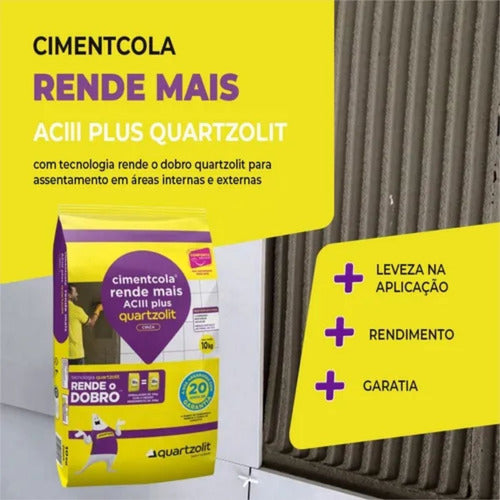 Argamassa Colante Rende Mais Aciii Plus 10kg Quartzolit