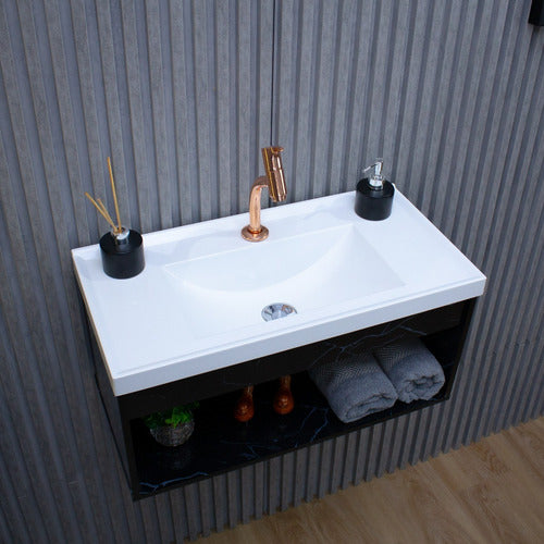 Gabinete Banheiro Em Mdf Com Pia Cuba - Zoff Riverzza