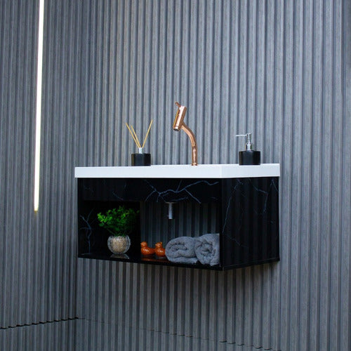 Gabinete Banheiro Em Mdf Com Pia Cuba - Zoff Riverzza