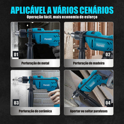 Kit 1 Furadeira Impacto 500w 1 Esmerilhadeira Lixadeira 880w