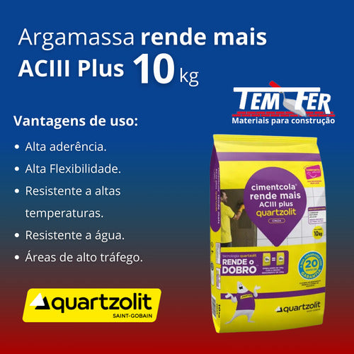 Argamassa Colante Rende Mais Aciii Plus 10kg Quartzolit